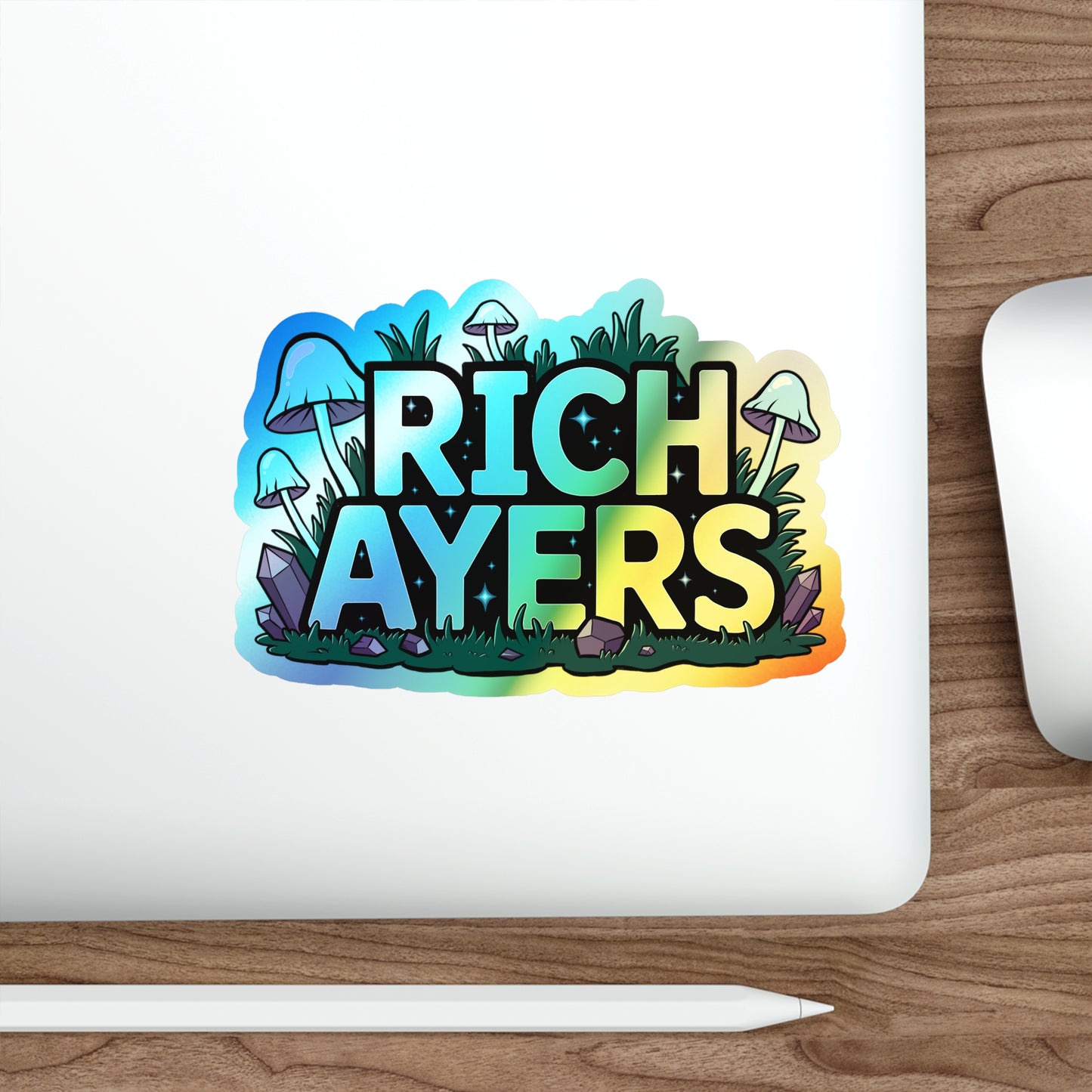Holographic Stickers Mushroom Crystal Die-cut Illustrative Procreate Design