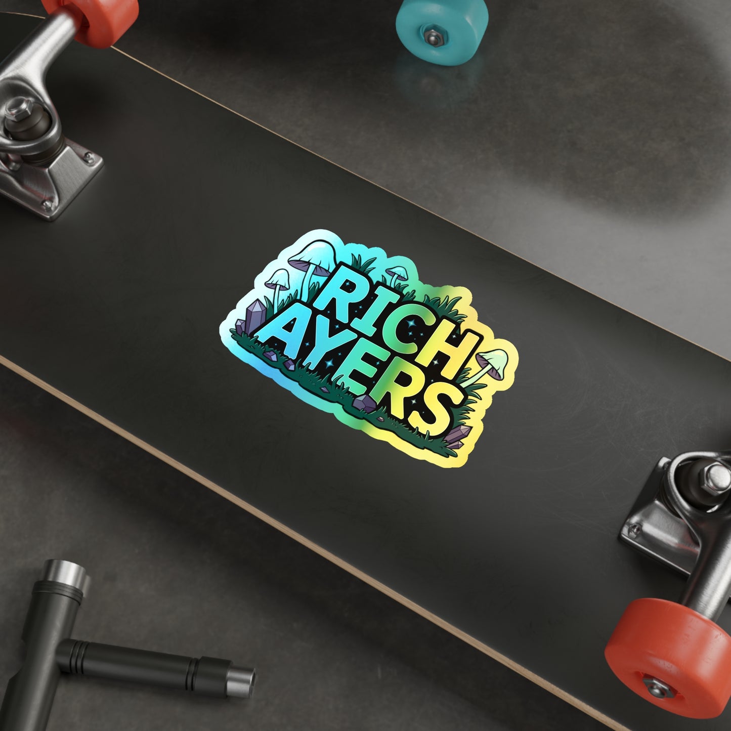 Holographic Stickers Mushroom Crystal Die-cut Illustrative Procreate Design