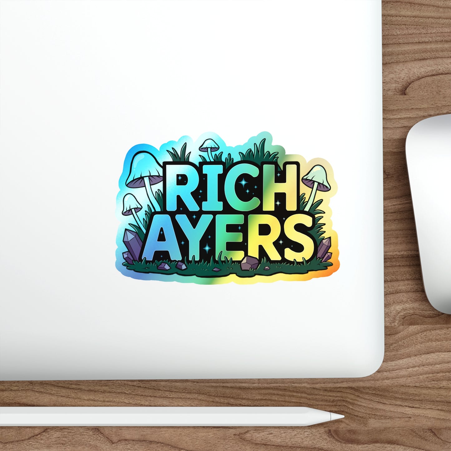 Holographic Stickers Mushroom Crystal Die-cut Illustrative Procreate Design