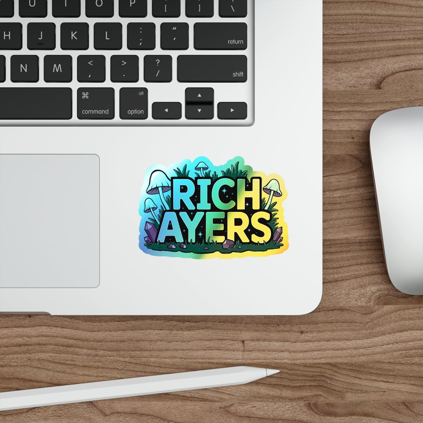 Holographic Stickers Mushroom Crystal Die-cut Illustrative Procreate Design